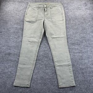 Seven7 Utility Skinny Jeans Womens 10 Green Slim Stretch Denim 32x27 Pockets‎